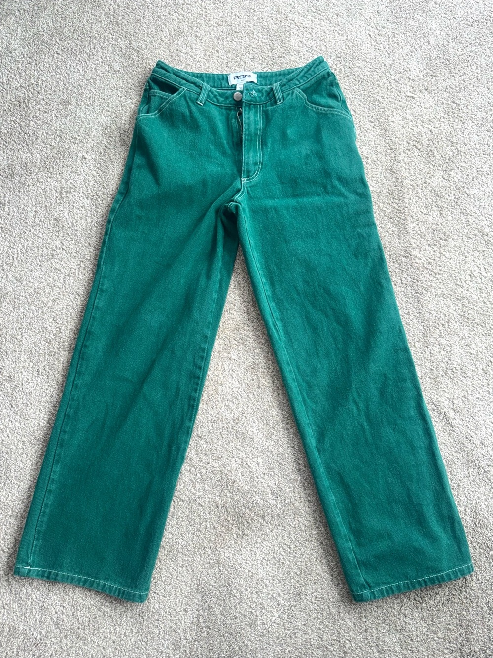 RSQ Emerald Green High Rise Wide Leg Dad Jeans Size Small